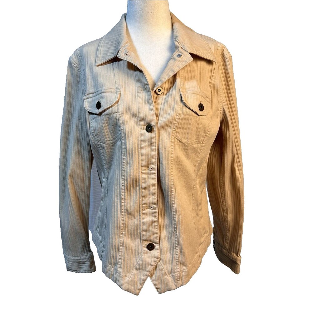 Coldwater Creek Textured Heavyweight Cotton Cream Retro Cottage Core Size 12
